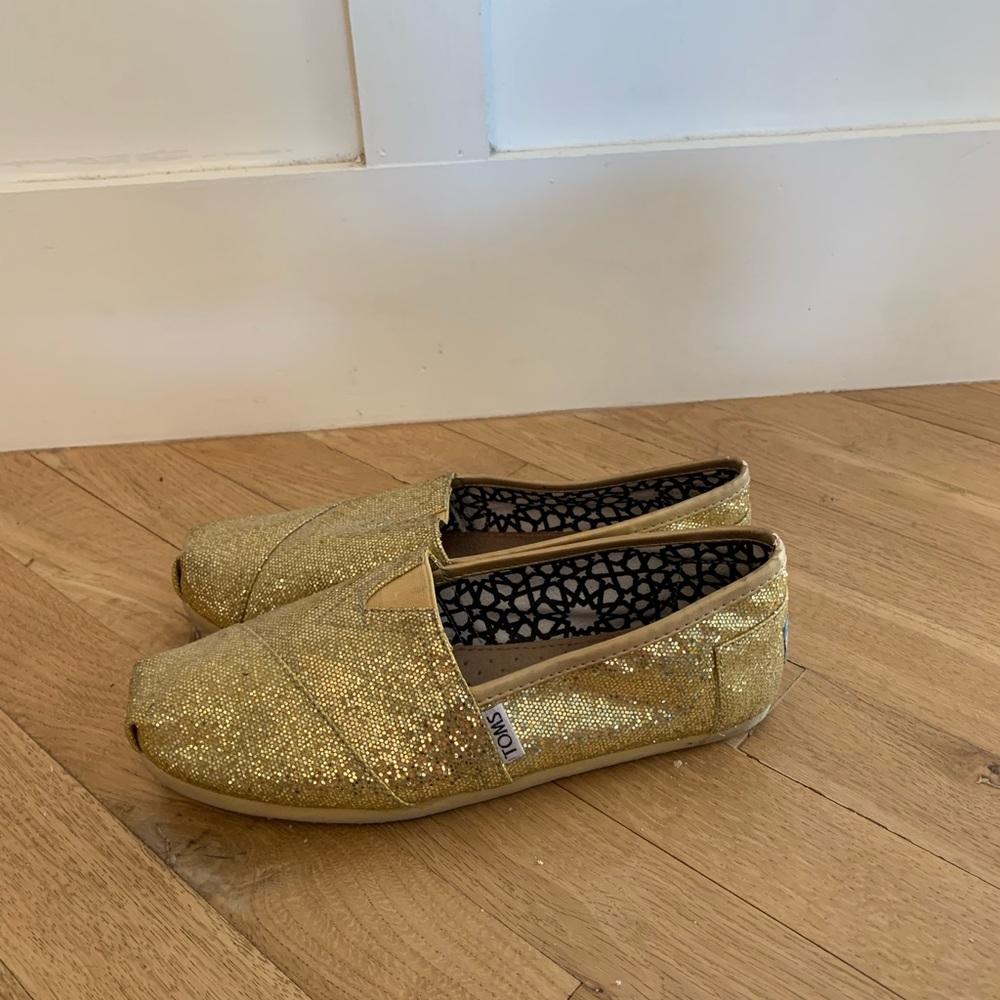 Toms Gold Glitter Shoes